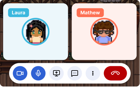 A video call opening automatically between two avatars